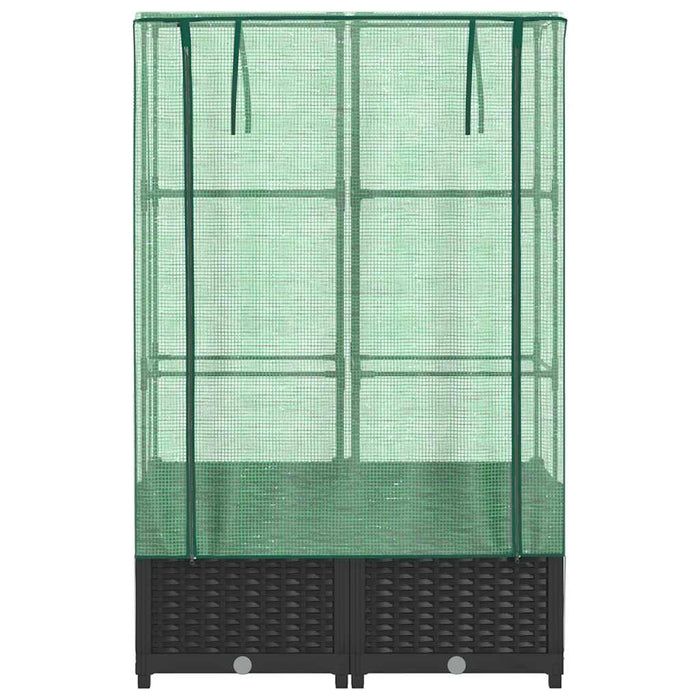 Strat înălțat cu husă de seră, aspect ratan, 80x40x138 cm - WALTI WALTI