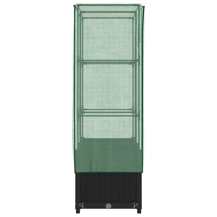 Strat înălțat cu husă de seră, aspect ratan, 80x40x138 cm - WALTI WALTI