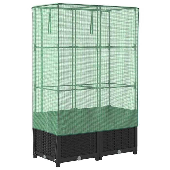 Strat înălțat cu husă de seră, aspect ratan, 80x40x138 cm - WALTI WALTI