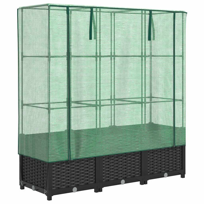 Strat înălțat cu husă de seră, aspect ratan, 120x40x138 cm - WALTI WALTI