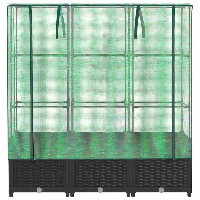 Strat înălțat cu husă de seră, aspect ratan, 120x40x138 cm - WALTI WALTI