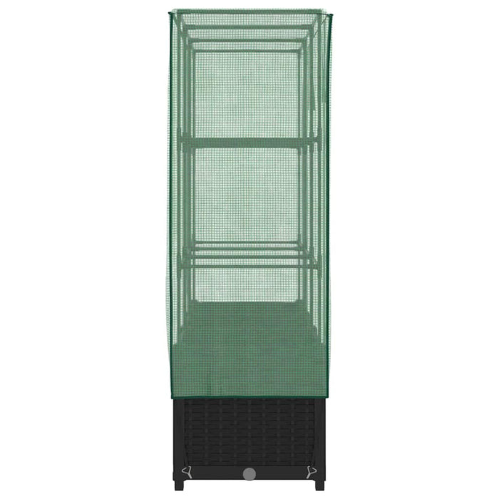Strat înălțat cu husă de seră, aspect ratan, 120x40x138 cm - WALTI WALTI