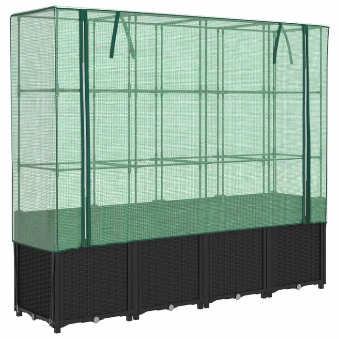 Strat înălțat cu husă de seră, aspect ratan, 160x40x153 cm - WALTI WALTI