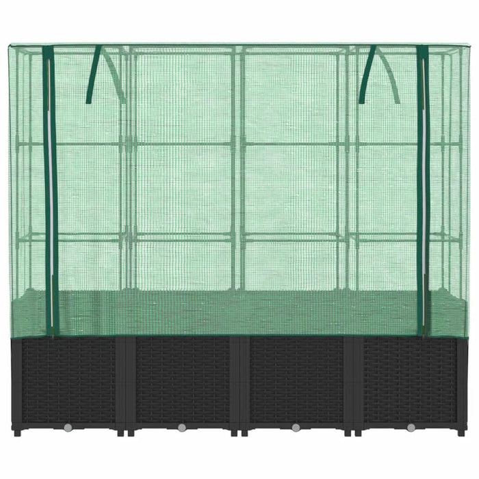Strat înălțat cu husă de seră, aspect ratan, 160x40x153 cm - WALTI WALTI