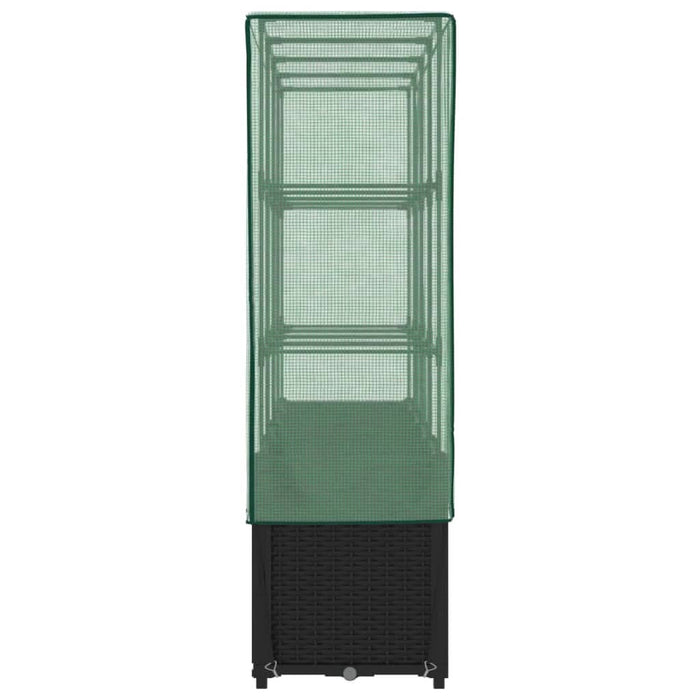 Strat înălțat cu husă de seră, aspect ratan, 160x40x153 cm - WALTI WALTI