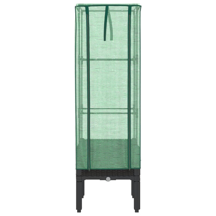 Strat înălțat cu husă de seră, aspect ratan, 40x40x140 cm - WALTI WALTI