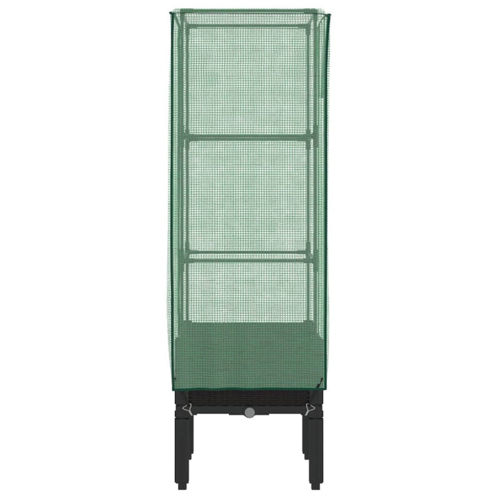 Strat înălțat cu husă de seră, aspect ratan, 40x40x140 cm - WALTI WALTI