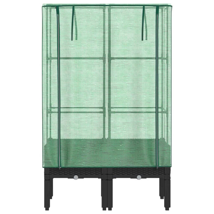 Strat înălțat cu husă de seră, aspect ratan, 80x40x140 cm - WALTI WALTI