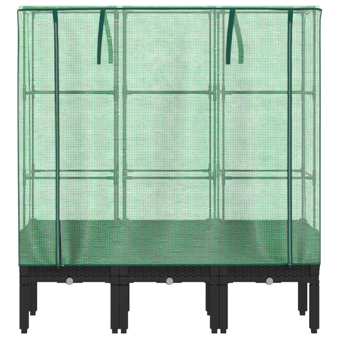 Strat înălțat cu husă de seră, aspect ratan, 120x40x140 cm - WALTI WALTI
