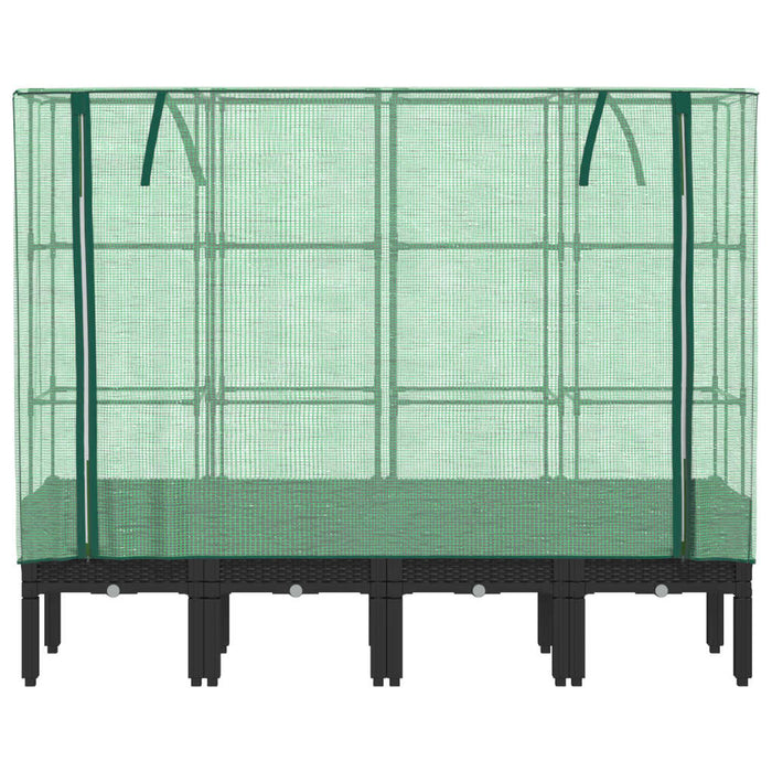 Strat înălțat cu husă de seră, aspect ratan, 160x40x140 cm - WALTI WALTI
