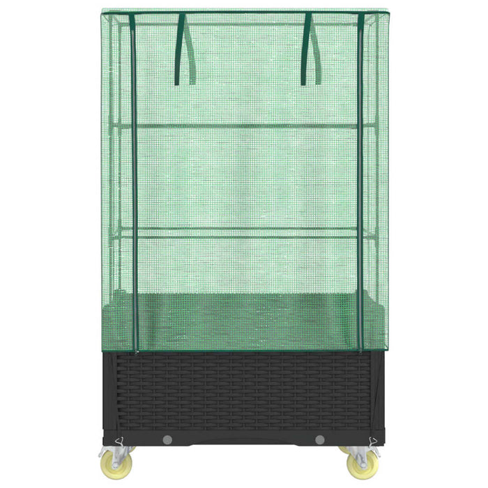 Strat înălțat cu husă și roți, aspect ratan, 80x50x182 cm - WALTI WALTI