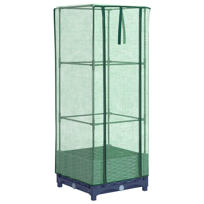 Strat înălțat cu husă de seră, aspect ratan, 40x40x123 cm - WALTI WALTI