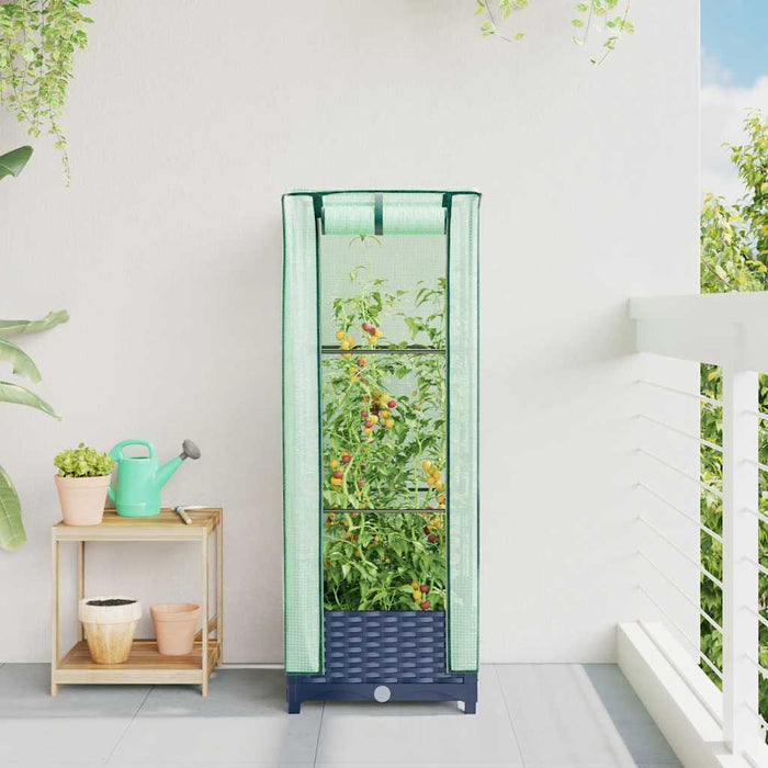 Strat înălțat cu husă de seră, aspect ratan, 40x40x123 cm - WALTI WALTI