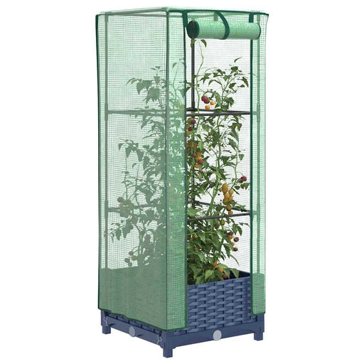 Strat înălțat cu husă de seră, aspect ratan, 40x40x123 cm - WALTI WALTI