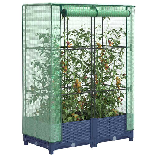 Strat înălțat cu husă de seră, aspect ratan, 80x40x123 cm - WALTI WALTI