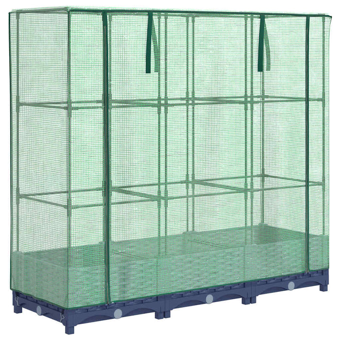 Pat de flori înălțat cu prelată de seră, aspect ratan, 120x40x123 cm WALTI