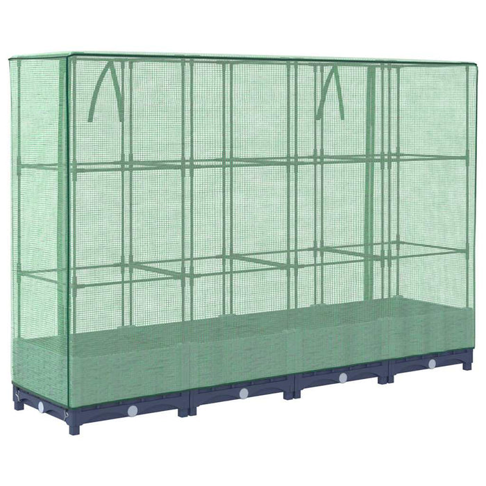 Pat de flori înălțat cu prelată de seră, aspect ratan, 160x40x123 cm WALTI