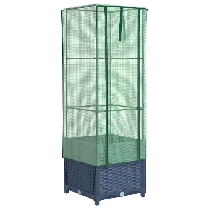 Strat înălțat cu husă de seră, aspect ratan, 40x40x139 cm - WALTI WALTI