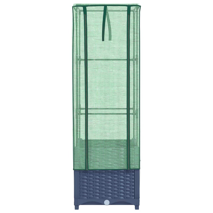 Strat înălțat cu husă de seră, aspect ratan, 40x40x139 cm - WALTI WALTI