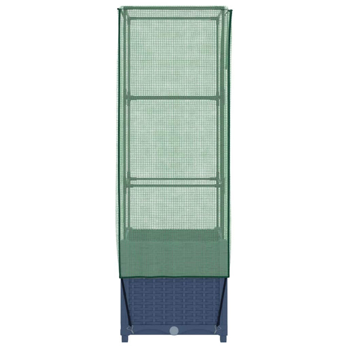 Strat înălțat cu husă de seră, aspect ratan, 40x40x139 cm - WALTI WALTI