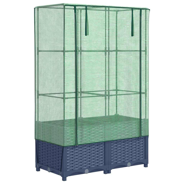 Strat înălțat cu husă de seră, aspect ratan, 80x40x138 cm - WALTI WALTI