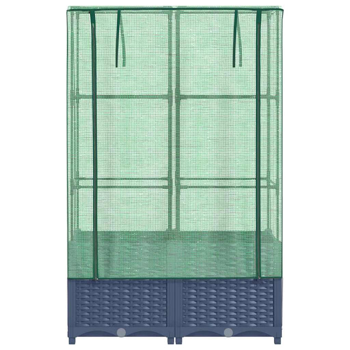 Strat înălțat cu husă de seră, aspect ratan, 80x40x138 cm - WALTI WALTI