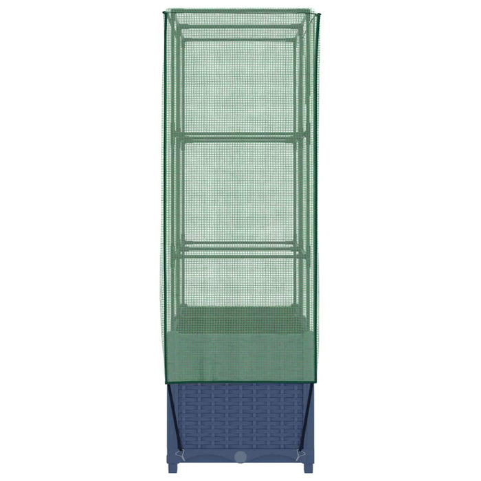 Strat înălțat cu husă de seră, aspect ratan, 80x40x138 cm - WALTI WALTI