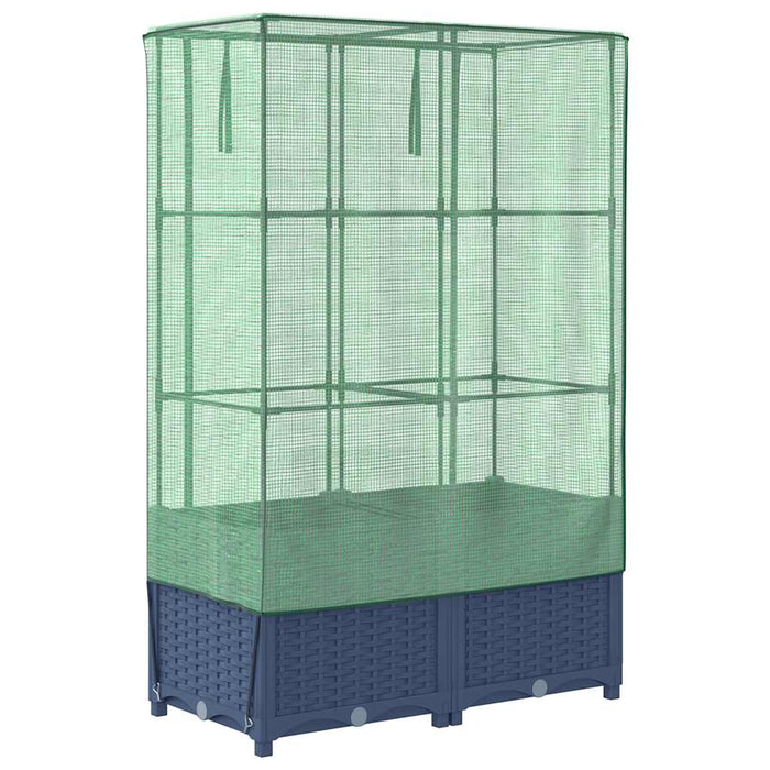 Strat înălțat cu husă de seră, aspect ratan, 80x40x138 cm - WALTI WALTI