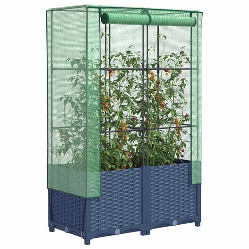 Strat înălțat cu husă de seră, aspect ratan, 80x40x138 cm - WALTI WALTI
