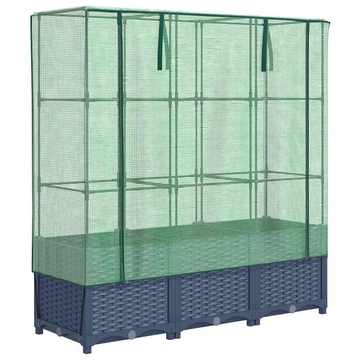 Strat înălțat cu husă de seră, aspect ratan, 120x40x138 cm - WALTI WALTI