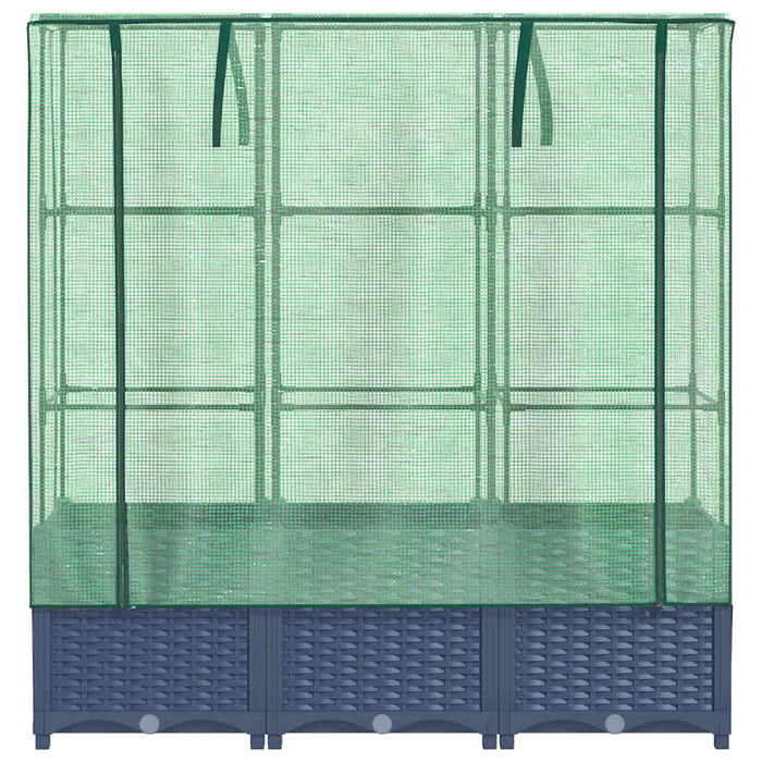 Strat înălțat cu husă de seră, aspect ratan, 120x40x138 cm - WALTI WALTI