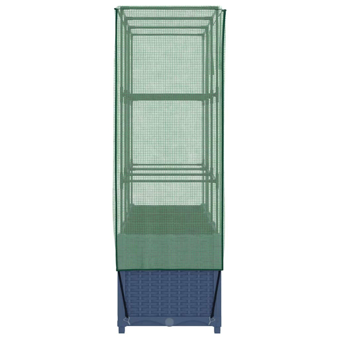 Strat înălțat cu husă de seră, aspect ratan, 120x40x138 cm - WALTI WALTI