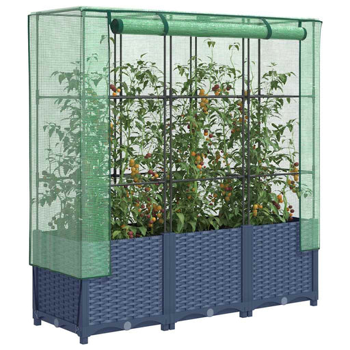 Strat înălțat cu husă de seră, aspect ratan, 120x40x138 cm - WALTI WALTI