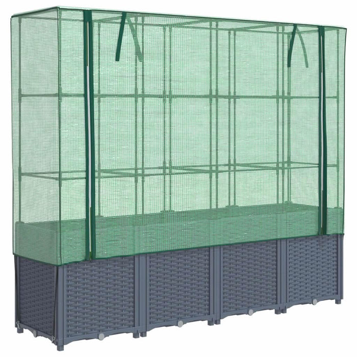 Strat înălțat cu husă de seră, aspect ratan, 160x40x153 cm - WALTI WALTI