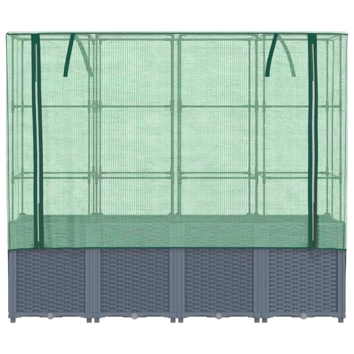 Strat înălțat cu husă de seră, aspect ratan, 160x40x153 cm - WALTI WALTI