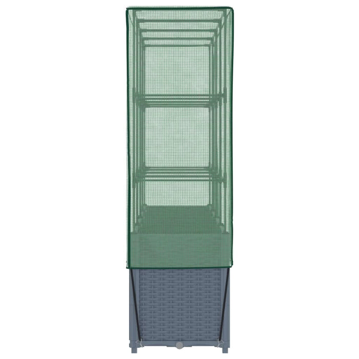 Strat înălțat cu husă de seră, aspect ratan, 160x40x153 cm - WALTI WALTI