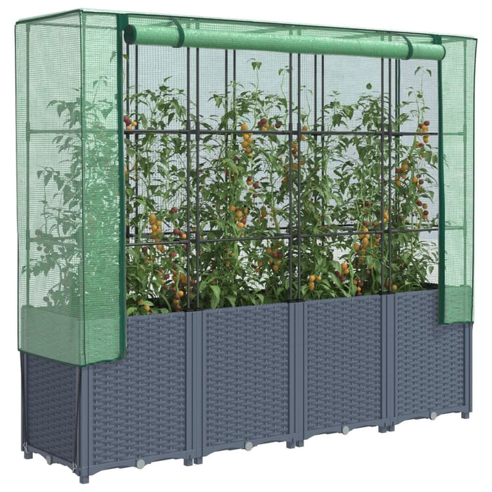 Strat înălțat cu husă de seră, aspect ratan, 160x40x153 cm - WALTI WALTI