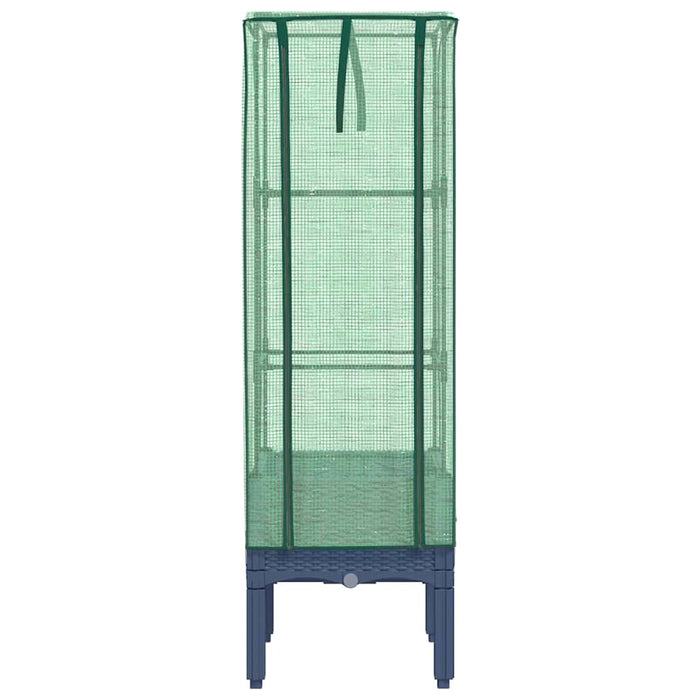 Strat înălțat cu husă de seră, aspect ratan, 40x40x140 cm - WALTI WALTI