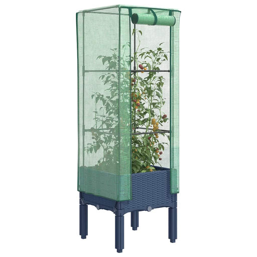 Strat înălțat cu husă de seră, aspect ratan, 40x40x140 cm - WALTI WALTI