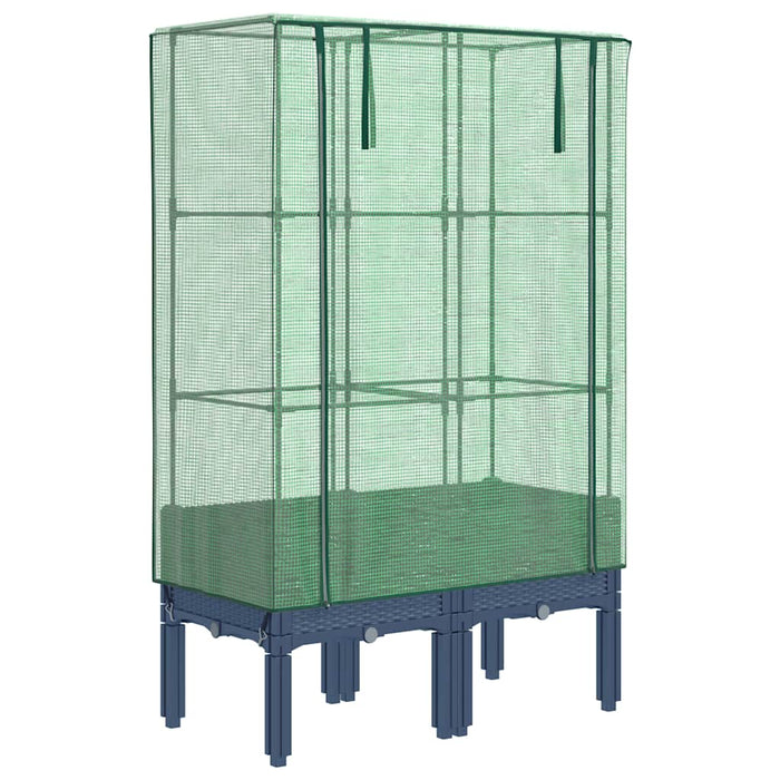 Strat înălțat cu husă de seră, aspect ratan, 80x40x140 cm - WALTI WALTI