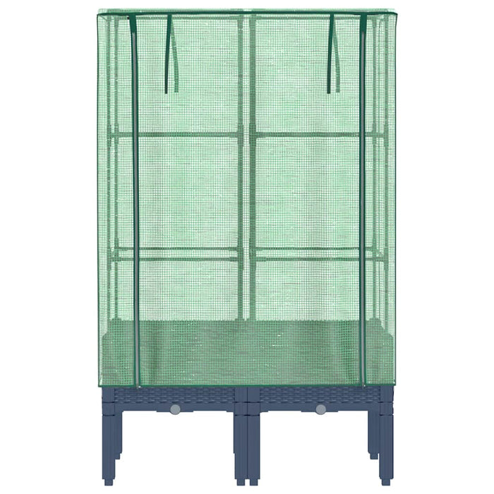 Strat înălțat cu husă de seră, aspect ratan, 80x40x140 cm - WALTI WALTI