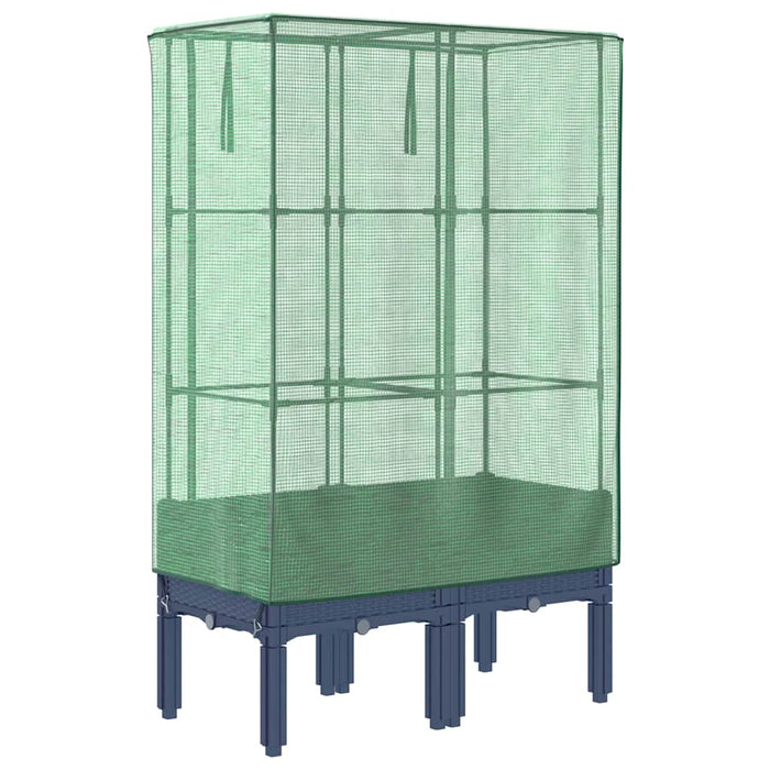 Strat înălțat cu husă de seră, aspect ratan, 80x40x140 cm - WALTI WALTI