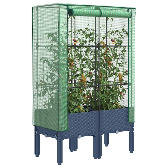 Strat înălțat cu husă de seră, aspect ratan, 80x40x140 cm - WALTI WALTI
