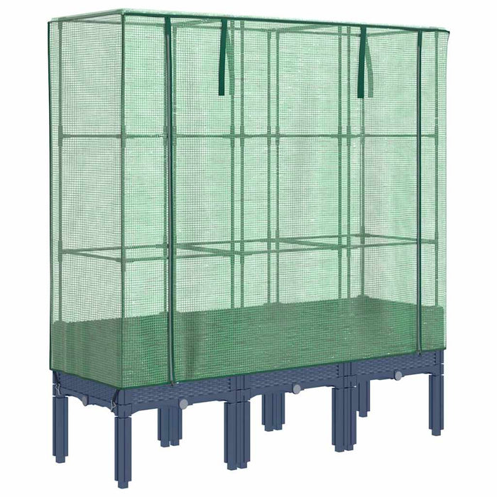 Strat înălțat cu husă de seră, aspect ratan, 120x40x140 cm - WALTI WALTI