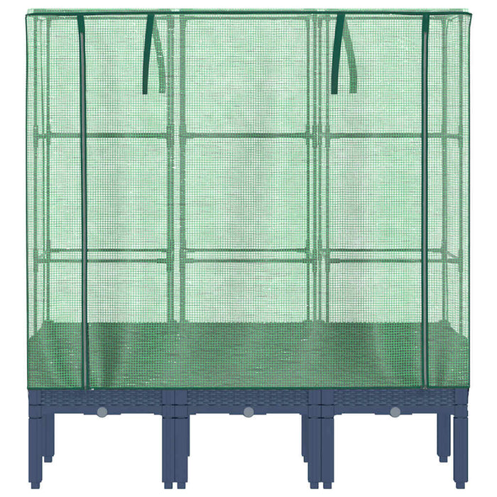 Strat înălțat cu husă de seră, aspect ratan, 120x40x140 cm - WALTI WALTI