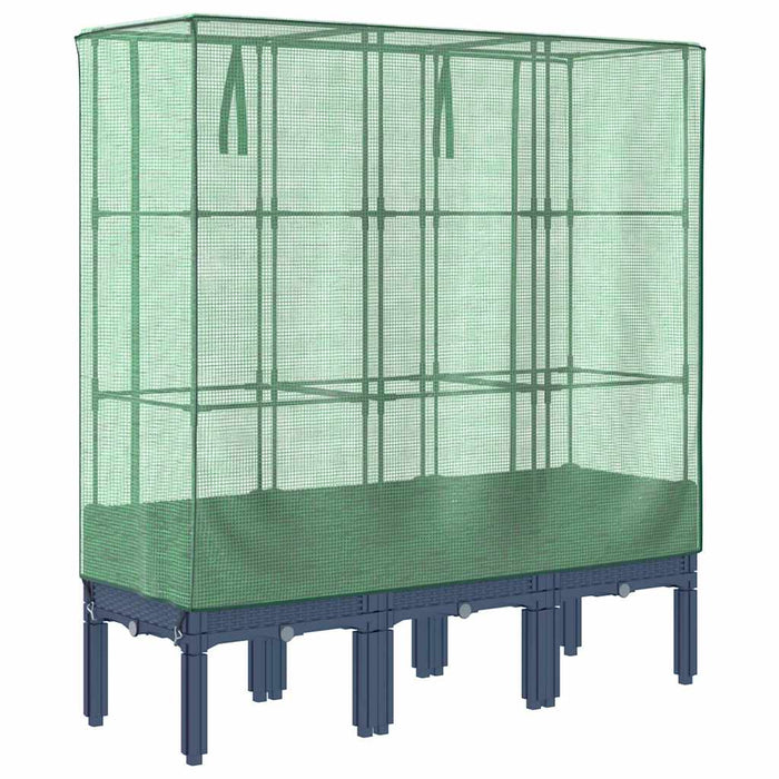Strat înălțat cu husă de seră, aspect ratan, 120x40x140 cm - WALTI WALTI