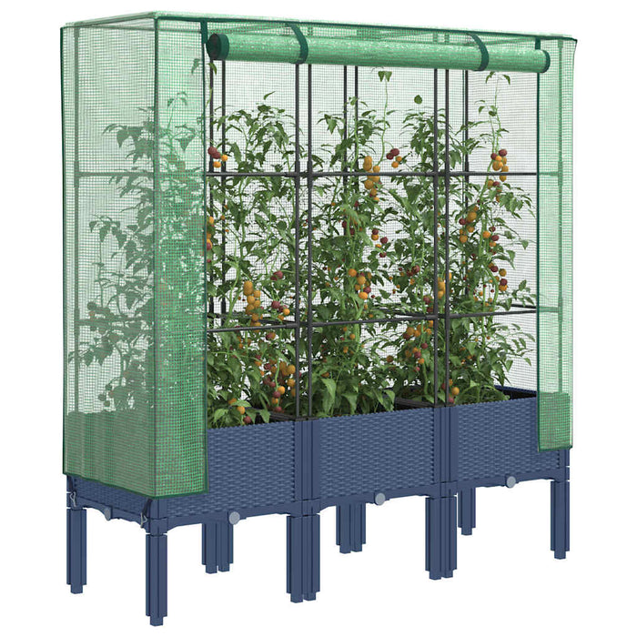Strat înălțat cu husă de seră, aspect ratan, 120x40x140 cm - WALTI WALTI