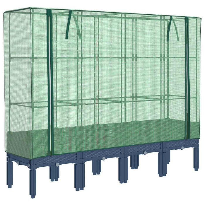 Strat înălțat cu husă de seră, aspect ratan, 160x40x140 cm - WALTI WALTI