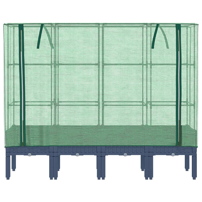 Strat înălțat cu husă de seră, aspect ratan, 160x40x140 cm - WALTI WALTI