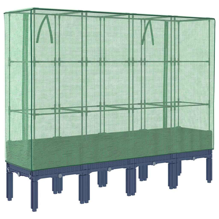 Strat înălțat cu husă de seră, aspect ratan, 160x40x140 cm - WALTI WALTI